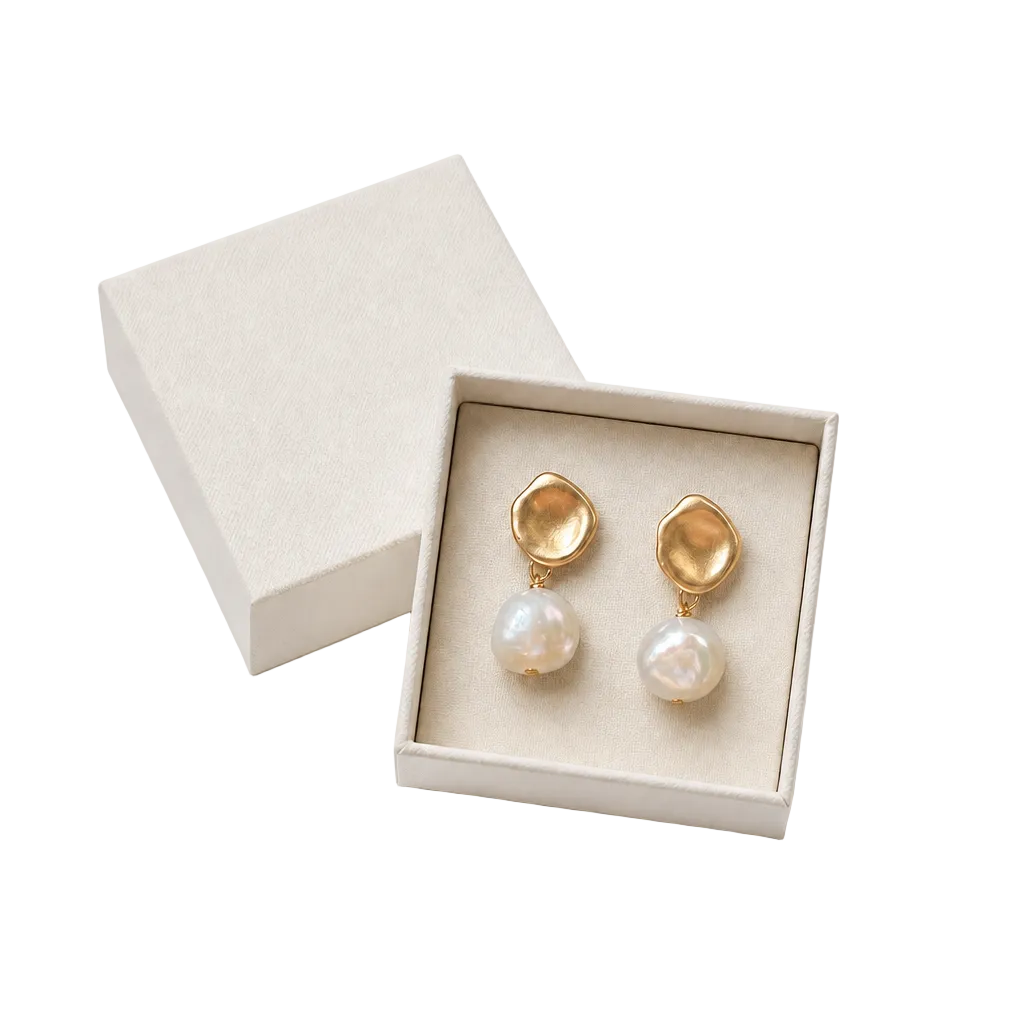 Baroque Freshwater Pearl Drop Stud Earrings, Irregular Pearl Dangle Earrings for Women
