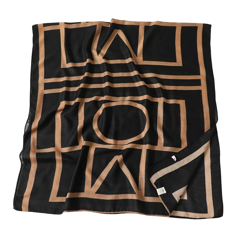 Minimalist Letter Cotton Linen Scarf, Large‑Size Versatile Casual Wrap Shawl