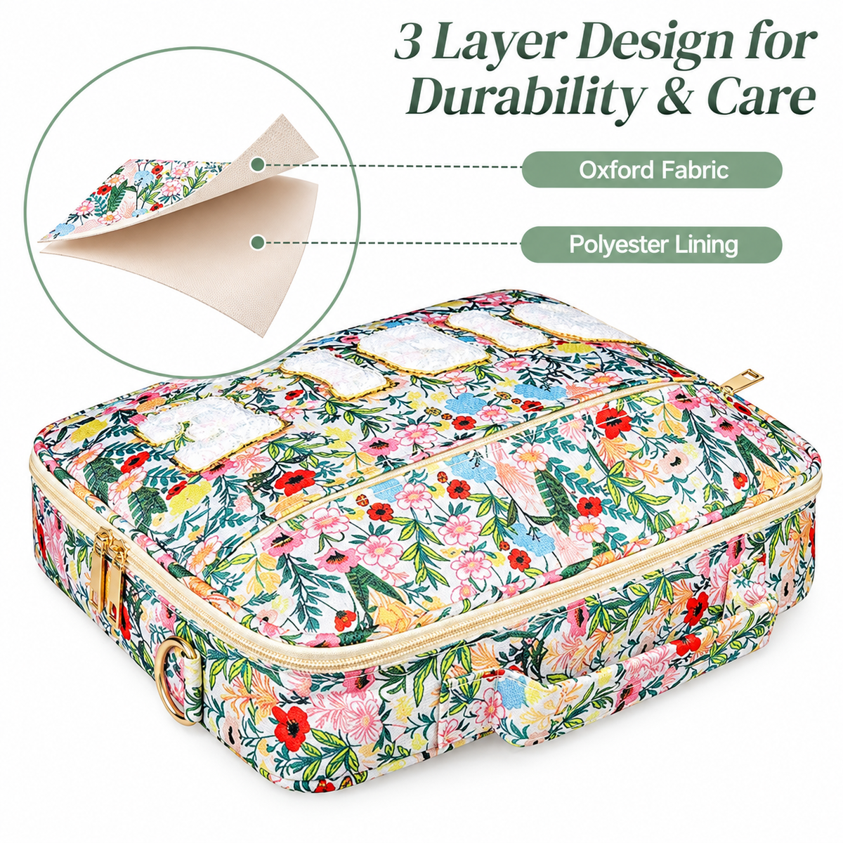 Dustproof Waterproof Portable Bible Carrying Case, Floral Bible Organizer Bag with Handle & Strap