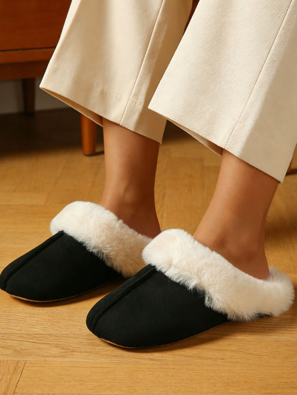 Bulk Slippers | Fluffy Fleece Fur Trim Slippers Women Winter Warm Indoor Shoes Wholesale