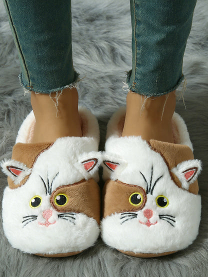 Bulk Slippers | Soft Fuzzy Cat Face Slippers Women Winter Warm Indoor House Shoes Wholesale
