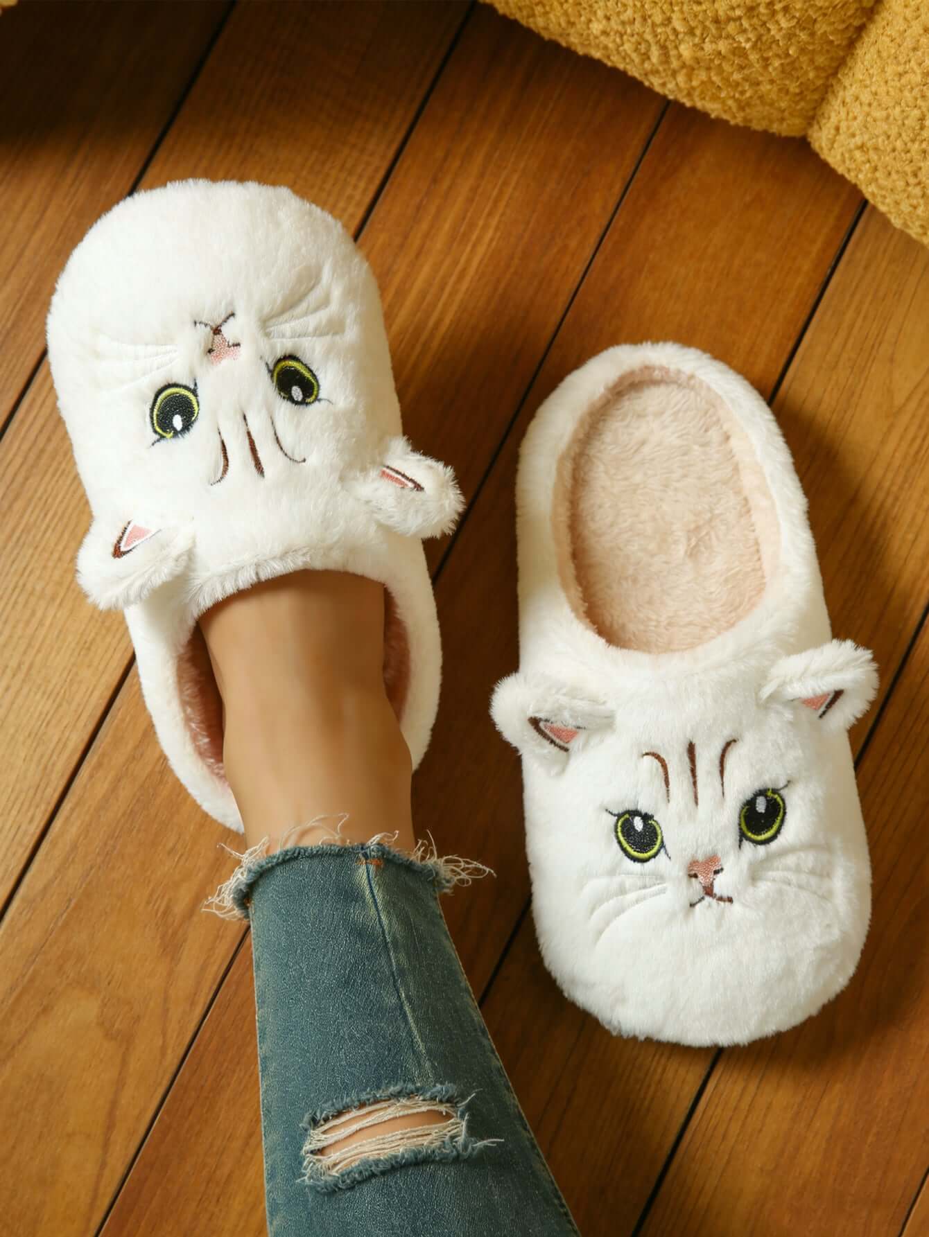 Bulk Slippers | Soft Fuzzy Cat Face Slippers Women Winter Warm Indoor House Shoes Wholesale