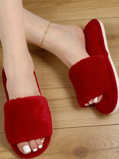 Bulk Slippers | Soft Fuzzy Plush Slippers Women Winter Warm Anti-slip Indoor House Shoes Wholesale