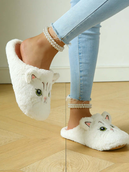 Bulk Slippers | Soft Fuzzy Cat Face Slippers Women Winter Warm Indoor House Shoes Wholesale