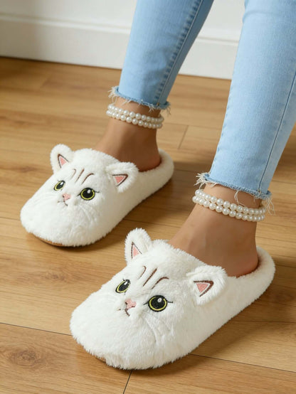 Bulk Slippers | Soft Fuzzy Cat Face Slippers Women Winter Warm Indoor House Shoes Wholesale