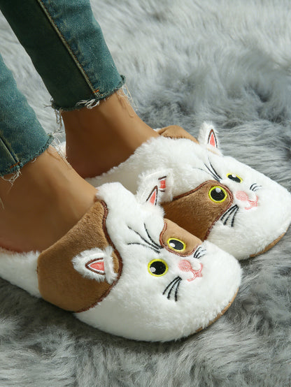 Bulk Slippers | Soft Fuzzy Cat Face Slippers Women Winter Warm Indoor House Shoes Wholesale