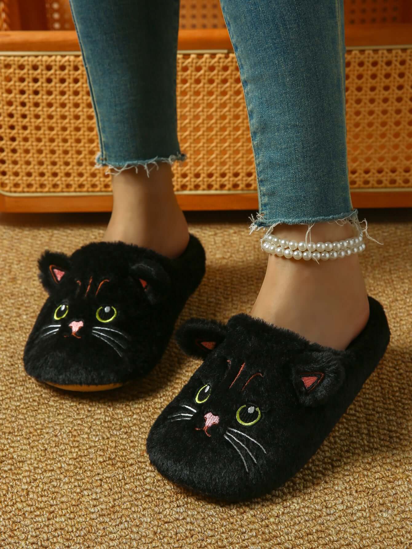 Bulk Slippers | Soft Fuzzy Cat Face Slippers Women Winter Warm Indoor House Shoes Wholesale
