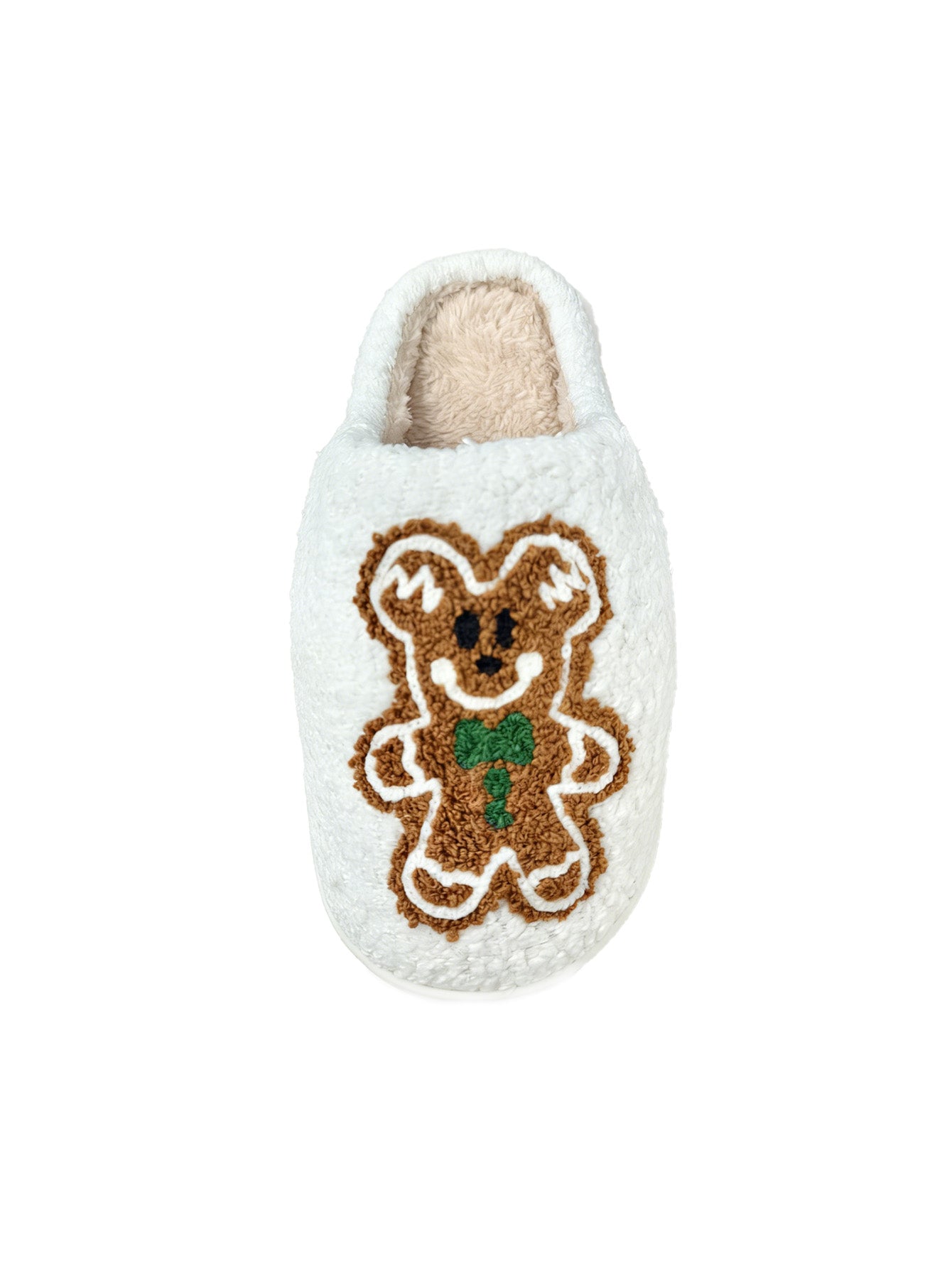 Bulk Slippers | Unisex Gingerbread Man Fuzzy Slippers Winter Warm Indoor Home Shoes Wholesale