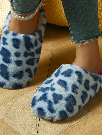 Bulk Slippers | Fuzzy Plush Leopard Slippers Women Winter Warm Quiet Indoor Shoes Wholesale