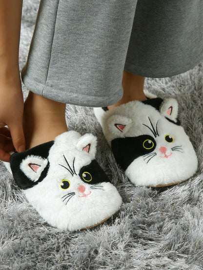 Bulk Slippers | Soft Fuzzy Cat Face Slippers Women Winter Warm Indoor House Shoes Wholesale