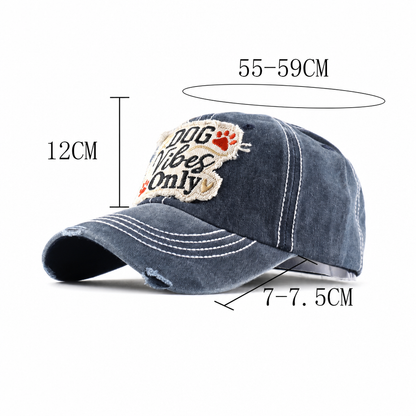 Retro Distressed Washed Denim Baseball Hat, Decorative Fabric Patch Embroidery Casual Daily‑Wear Cap