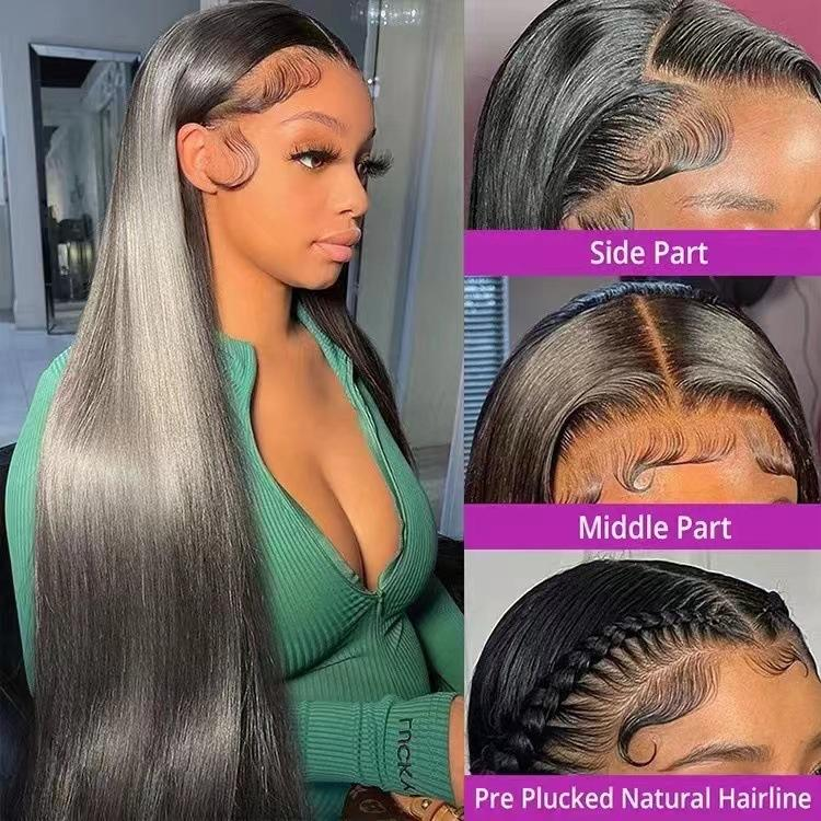 Smooth Long Straight Lace‑Front Synthetic Wig, 18‑Inch Realistic Natural‑Looking Full Head Wig for Women