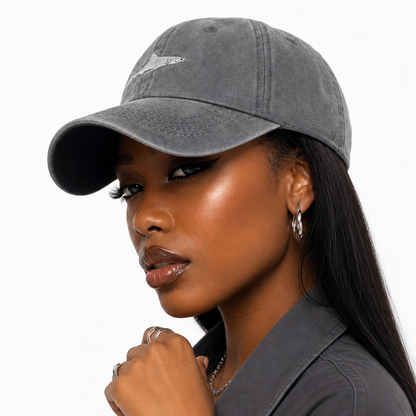 Vintage Washed 100% Cotton Baseball Cap, Small Shark Embroidered Casual Outdoor Sun Hat for Daily Wear