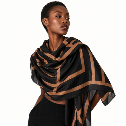 Minimalist Letter Cotton Linen Scarf, Large‑Size Versatile Casual Wrap Shawl