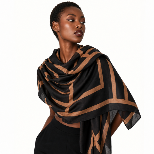 Minimalist Letter Cotton Linen Scarf, Large‑Size Versatile Casual Wrap Shawl