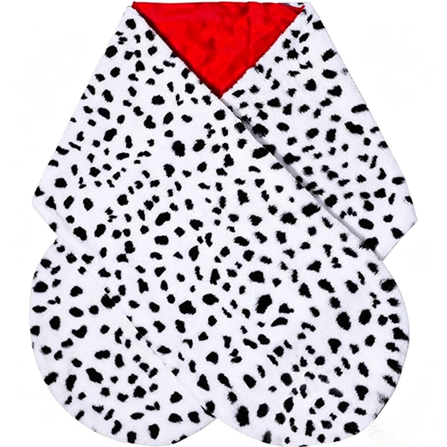 Black‑White Dalmatian Print Faux Fur Shawl, Fashion Spotted Furry Wrap Cape for Costume Party
