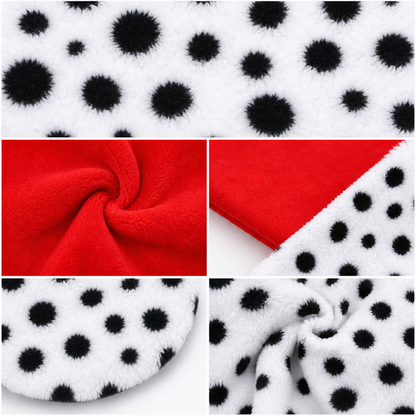 Black‑White Dalmatian Print Faux Fur Shawl, Fashion Spotted Furry Wrap Cape for Costume Party