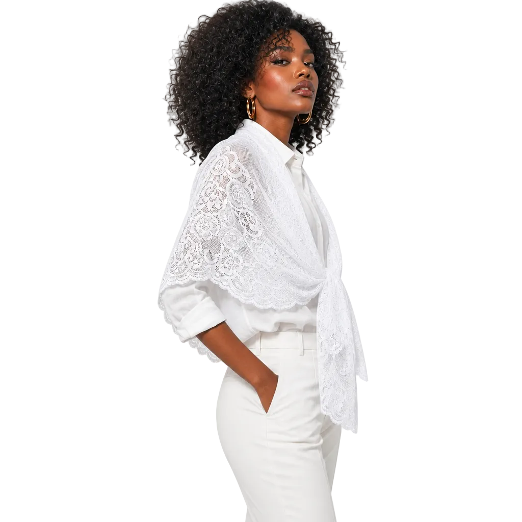 Lightweight Floral Lace Triangle Scarf, Versatile Multi‑Way Wear Lace Neck Shawl for Women