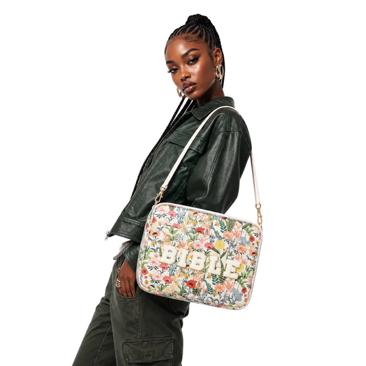Dustproof Waterproof Portable Bible Carrying Case, Floral Bible Organizer Bag with Handle & Strap