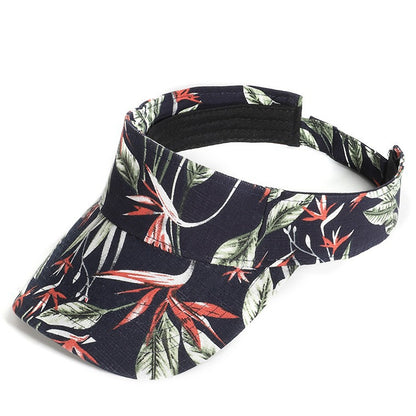 Fashion Floral Pattern Visor Cap, Adjustable Curved Brim Empty‑Top Sun Hat for Sports Travel Holiday Outdoor Activities