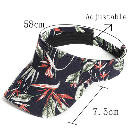 Fashion Floral Pattern Visor Cap, Adjustable Curved Brim Empty‑Top Sun Hat for Sports Travel Holiday Outdoor Activities