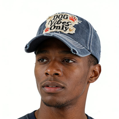 Retro Distressed Washed Denim Baseball Hat, Decorative Fabric Patch Embroidery Casual Daily‑Wear Cap