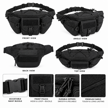 Durable Tactical Chest Waist Bag, Adjustable Strap Outdoor Travel Fanny Pack for Men & Women