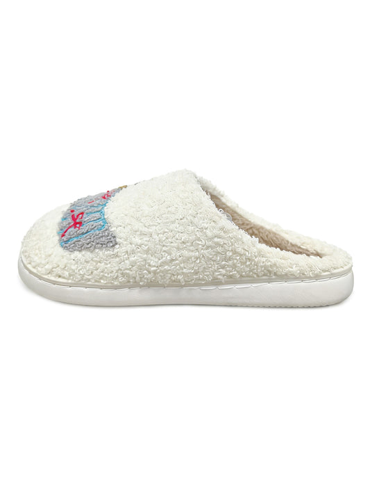 Bulk Slippers | Unisex Bear Embroidery Fuzzy Slippers Winter Warm Indoor Home Shoes Wholesale