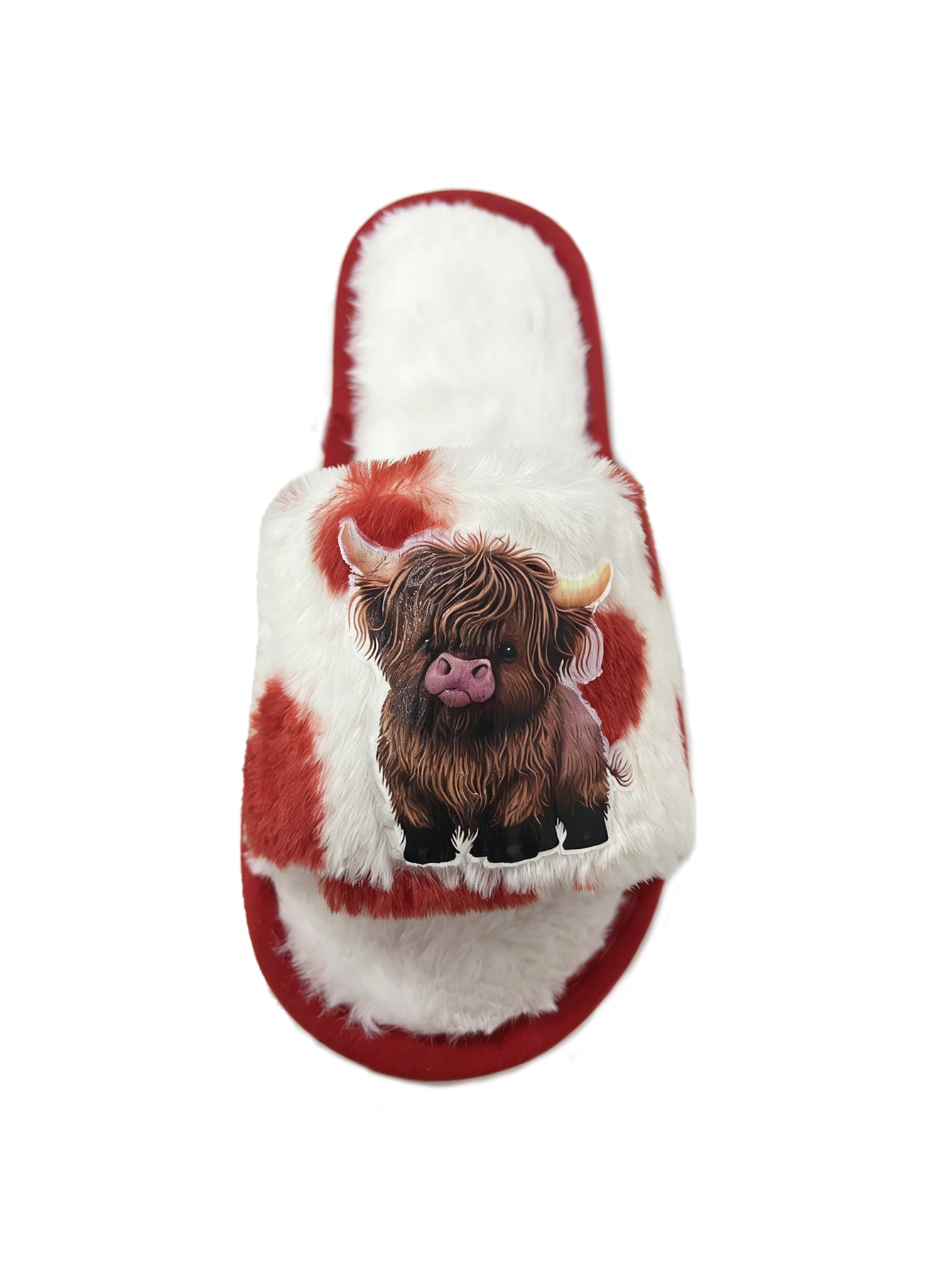 Bulk Slippers | Cow Print Plush Highland Cow Open Toe Slippers Unisex Spring Summer Indoor Home Shoes Wholesale
