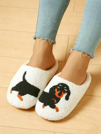 Bulk Slippers | Cute Dachshund Fuzzy Slippers Women Winter Warm Indoor Pet Lover Shoes Wholesale