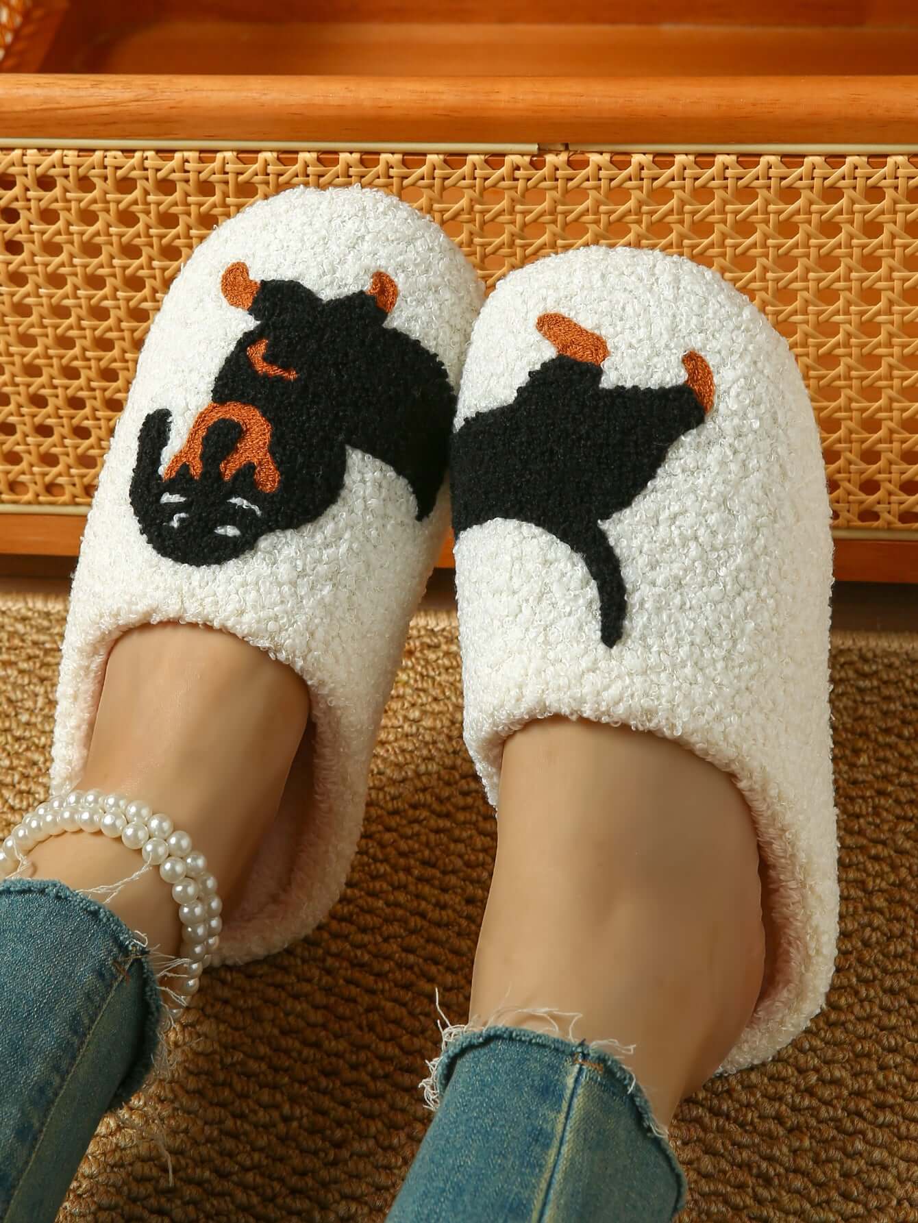 Bulk Slippers | Cute Dachshund Fuzzy Slippers Women Winter Warm Indoor Pet Lover Shoes Wholesale