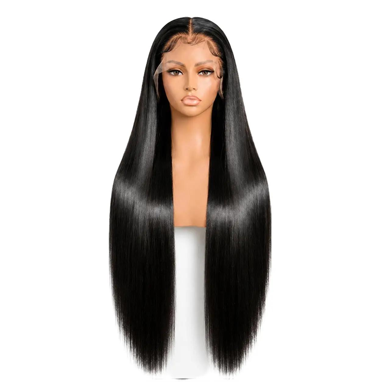 Smooth Long Straight Lace‑Front Synthetic Wig, 18‑Inch Realistic Natural‑Looking Full Head Wig for Women