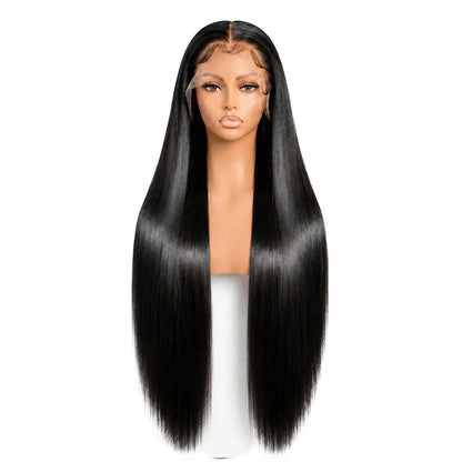 Smooth Long Straight Lace‑Front Synthetic Wig, 18‑Inch Realistic Natural‑Looking Full Head Wig for Women