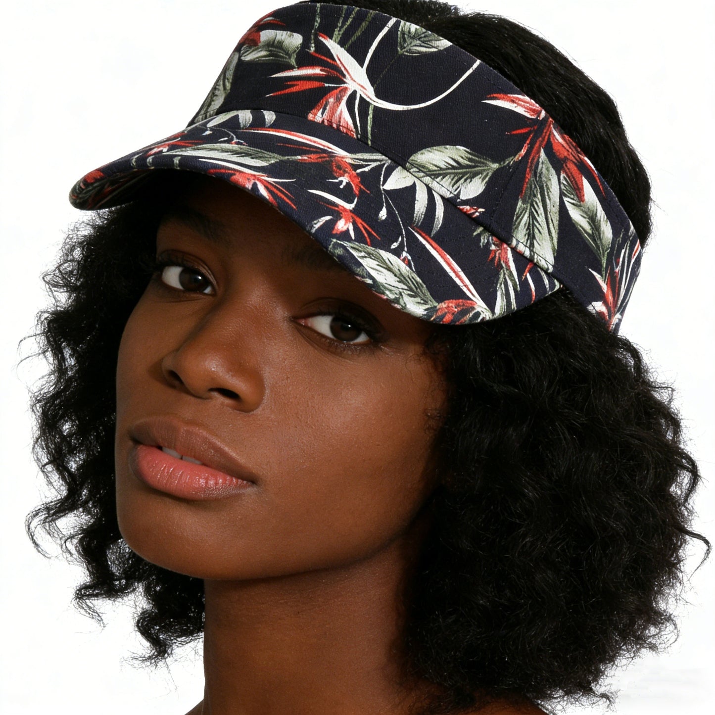 Fashion Floral Pattern Visor Cap, Adjustable Curved Brim Empty‑Top Sun Hat for Sports Travel Holiday Outdoor Activities
