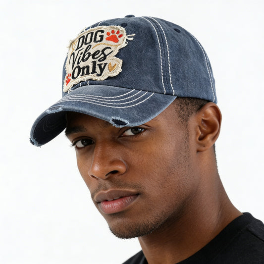 Retro Distressed Washed Denim Baseball Hat, Decorative Fabric Patch Embroidery Casual Daily‑Wear Cap