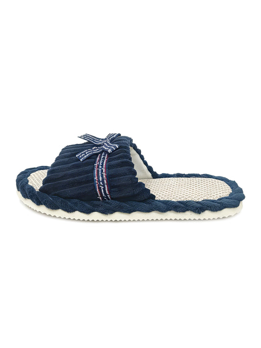 Bulk Slippers | Soft Striped Bow Corduroy Slippers Women Winter Cozy Indoor House Shoes Wholesale