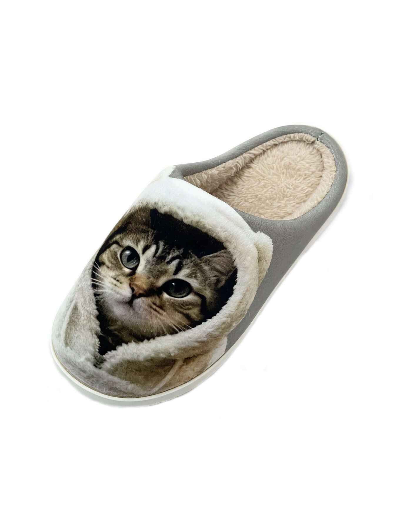 Bulk Slippers | Soft Cat Print Plush Slippers Women Winter Warm Quiet Indoor Shoes Wholesale