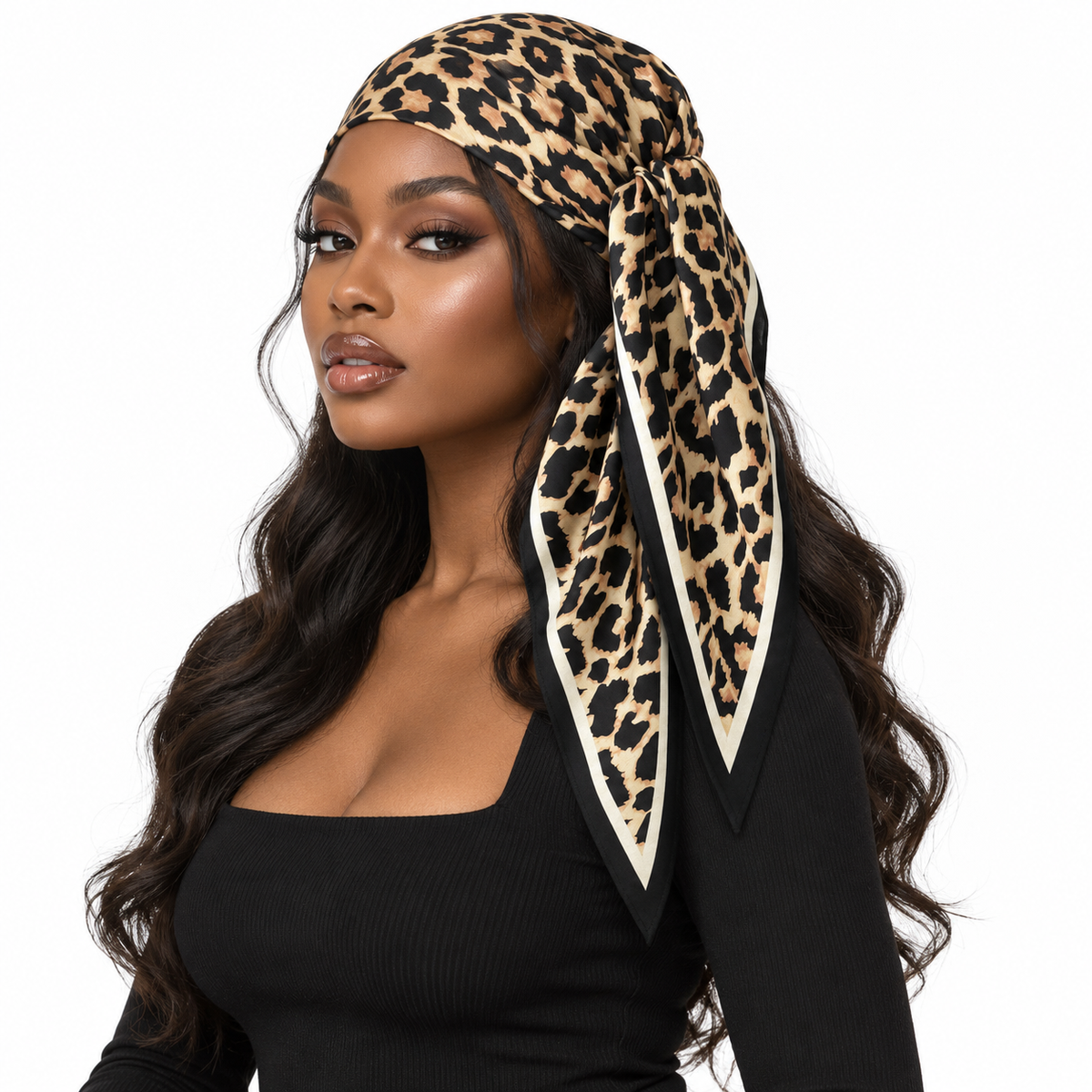 Women Leopard Triangle Head Bandana, Classic Leopard Print Multi‑Purpose Scarf for Hair & Outfit Decoration