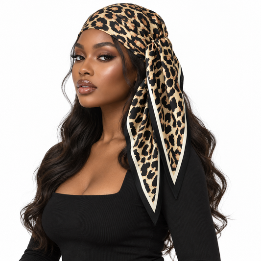 Women Leopard Triangle Head Bandana, Classic Leopard Print Multi‑Purpose Scarf for Hair & Outfit Decoration