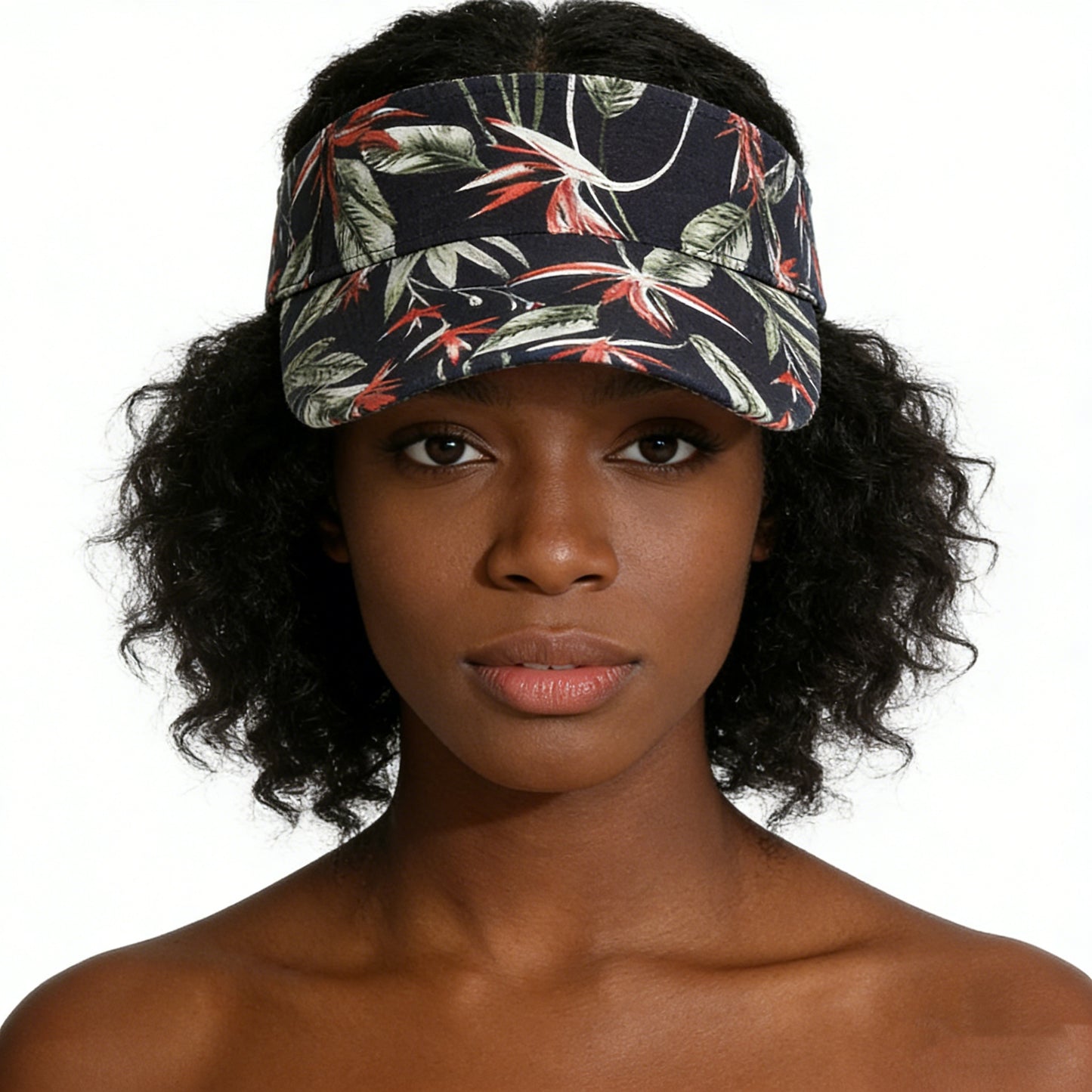 Fashion Floral Pattern Visor Cap, Adjustable Curved Brim Empty‑Top Sun Hat for Sports Travel Holiday Outdoor Activities