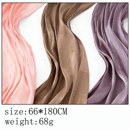 Silky Shiny Solid Large Wrap Scarf, Breathable Sun‑Proof Headscarf for Travel & Daily Occasions