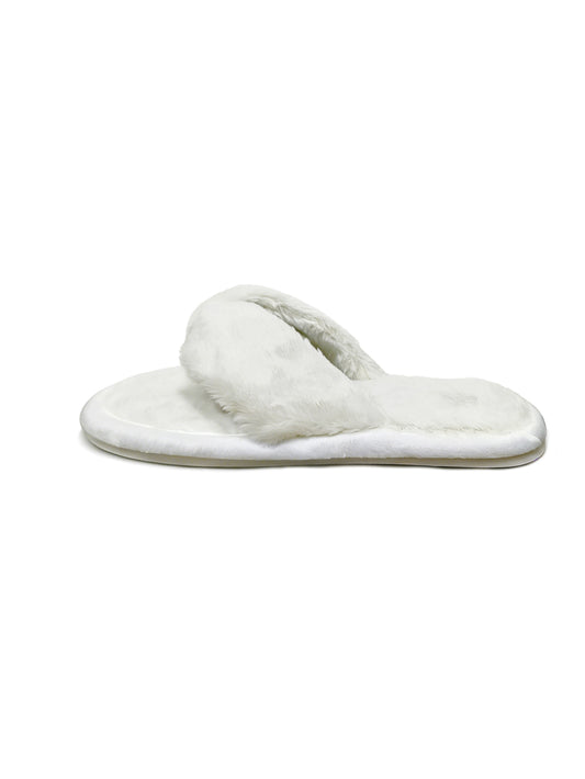 Bulk Slippers | White Fuzzy Twist Strap Flip Flop Slippers Women Winter Warm Indoor Home Shoes Wholesale