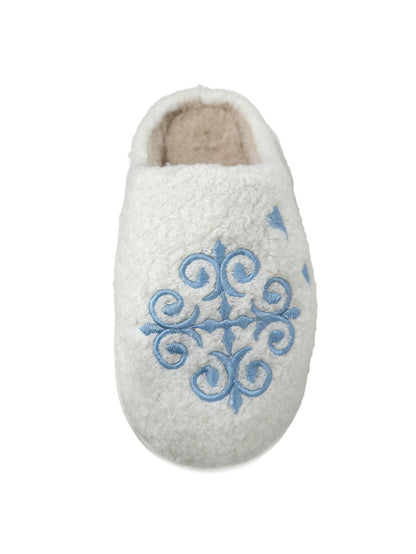 Bulk Slippers | Soft Unisex Blue Snowflake Fuzzy Slippers Winter Warm Indoor Family Shoes Wholesale