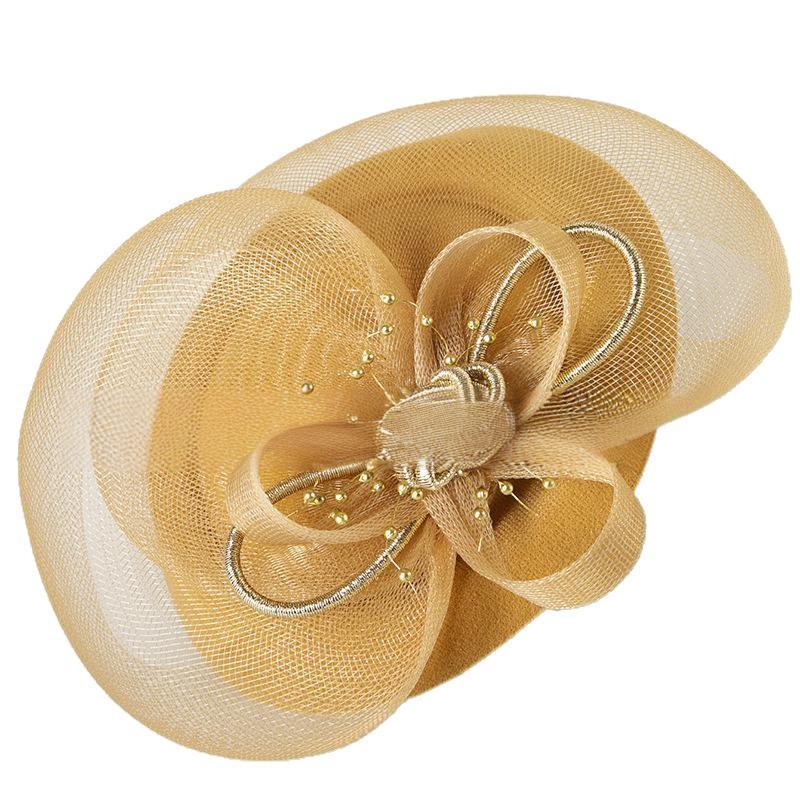 Hand‑Woven Pearl Fascinator Hat, Elegant Mesh Flower Hair Fascinator for Women Party