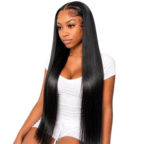 Smooth Long Straight Lace‑Front Synthetic Wig, 18‑Inch Realistic Natural‑Looking Full Head Wig for Women