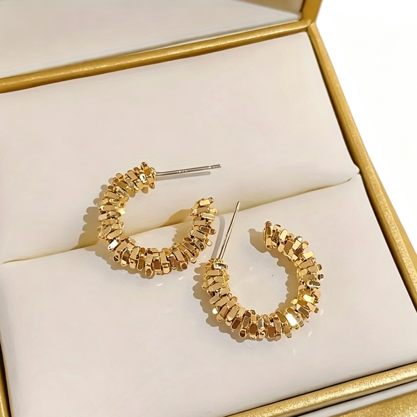 Minimalist Gold Fragment Bead Stud Earrings, S925 Silver Post Niche Light‑Luxury Women Jewelry