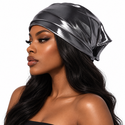 Women Y2K Style Triangle Headscarf, Shiny Metallic Beanie Turban Hat Summer Head Cover