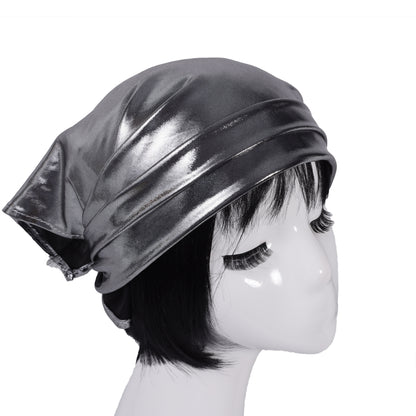 Women Y2K Style Triangle Headscarf, Shiny Metallic Beanie Turban Hat Summer Head Cover
