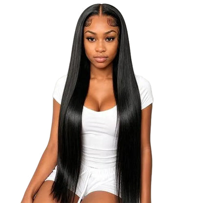 Smooth Long Straight Lace‑Front Synthetic Wig, 18‑Inch Realistic Natural‑Looking Full Head Wig for Women