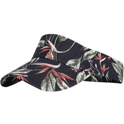 Fashion Floral Pattern Visor Cap, Adjustable Curved Brim Empty‑Top Sun Hat for Sports Travel Holiday Outdoor Activities
